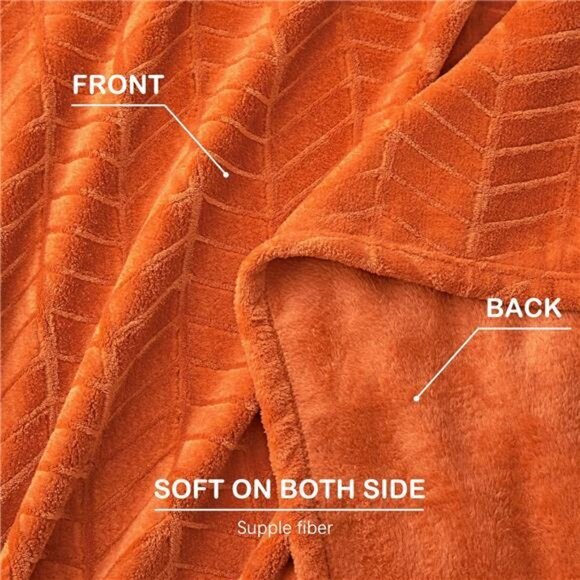 Soft Brushed Flannel Throw Blanket - Burnt Orange Chevron Fleece, 50x60 Inches - Picture 4 of 6